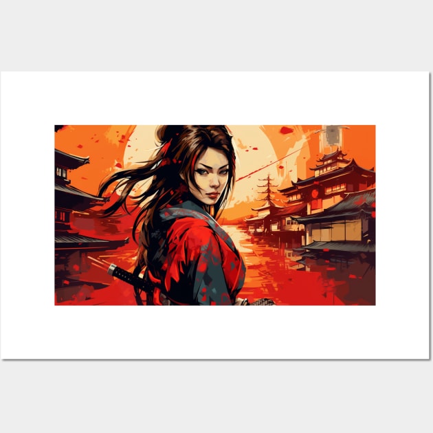 Female Samurai - Design 11 Wall Art by Joe Neckbone's Hangout